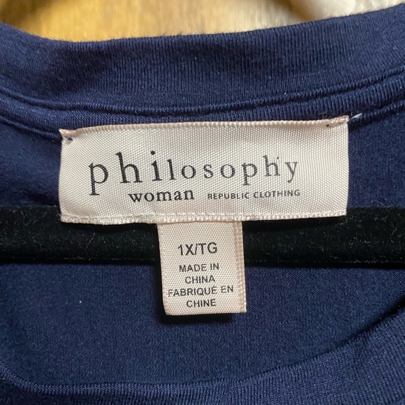 Philosophy 1X woman Navy Blue Ruffle Sleeve NWT - Picture 3 of 8